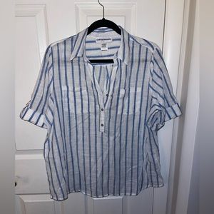 Cathy Daniels Sparkly Blue and White Button-Up